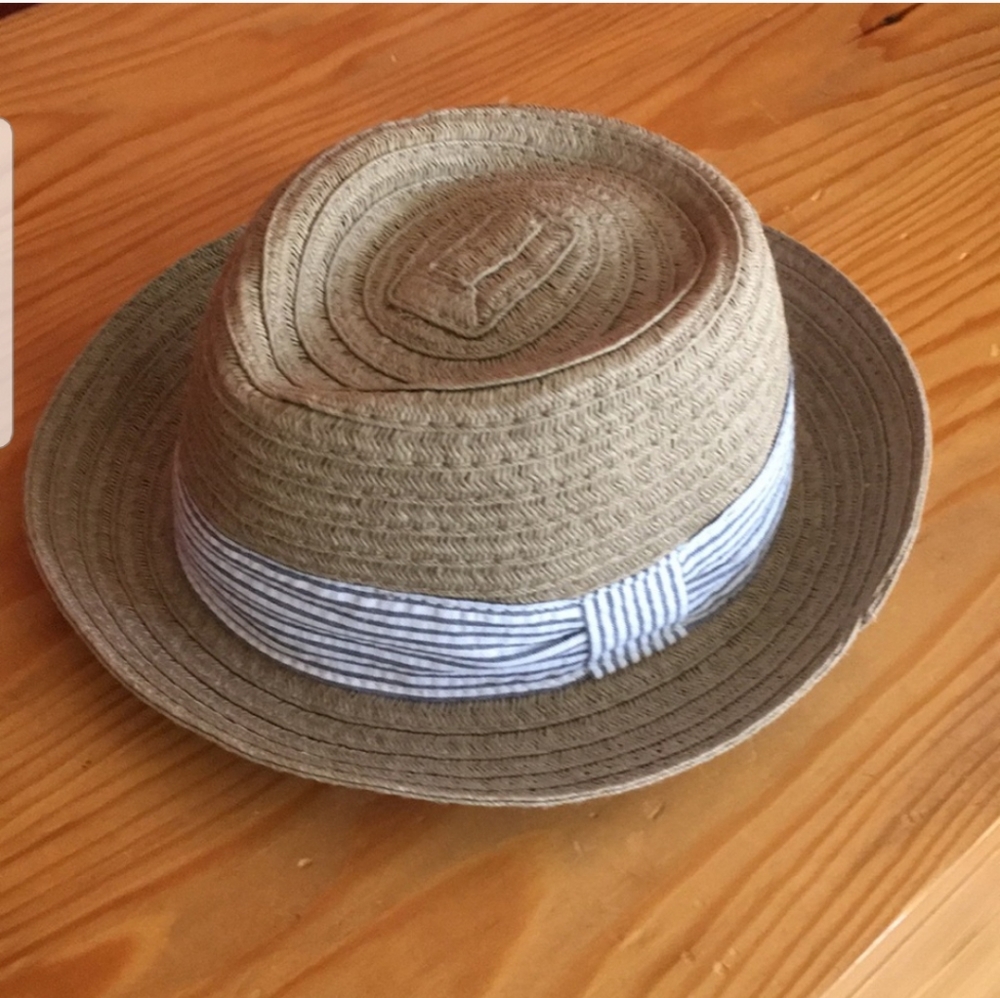 Fedora style hat baby 0-6 months seersucker band